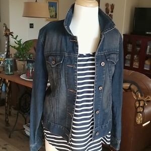 GAP Denim Jacket Size M. Distressed denim